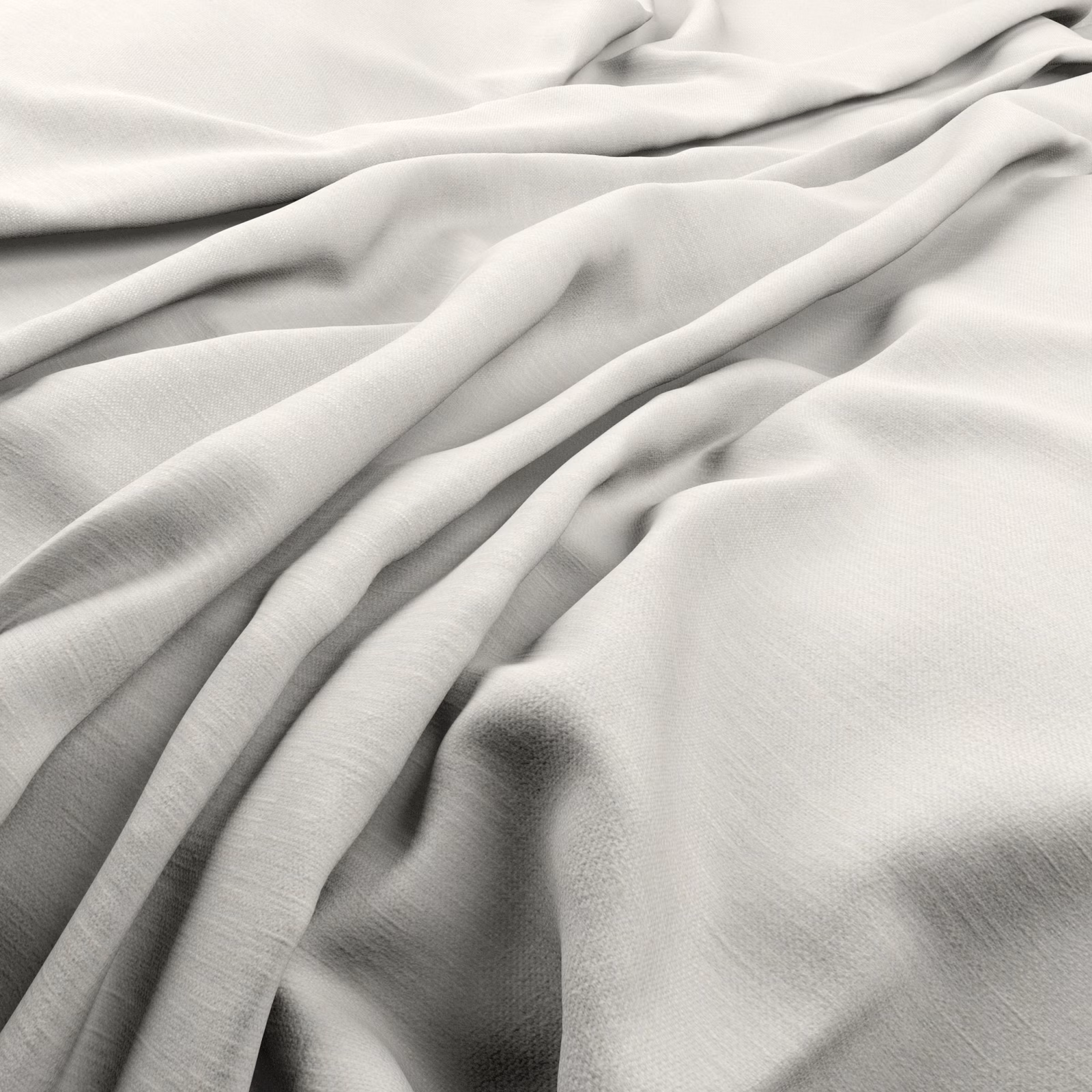 Warm bone fabric in soft folds, showing a fine, lightly textured weave