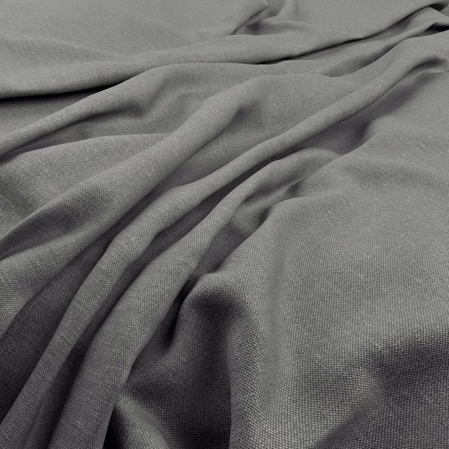 Cement-grey finely woven fabric falling into soft, fluid folds