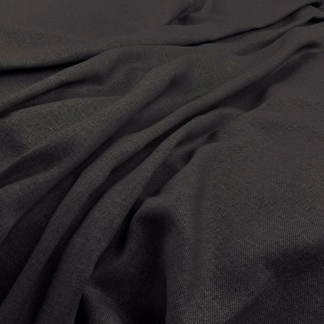 Deep charcoal-grey woven textile draped in soft folds with a subtle fine-grain surface