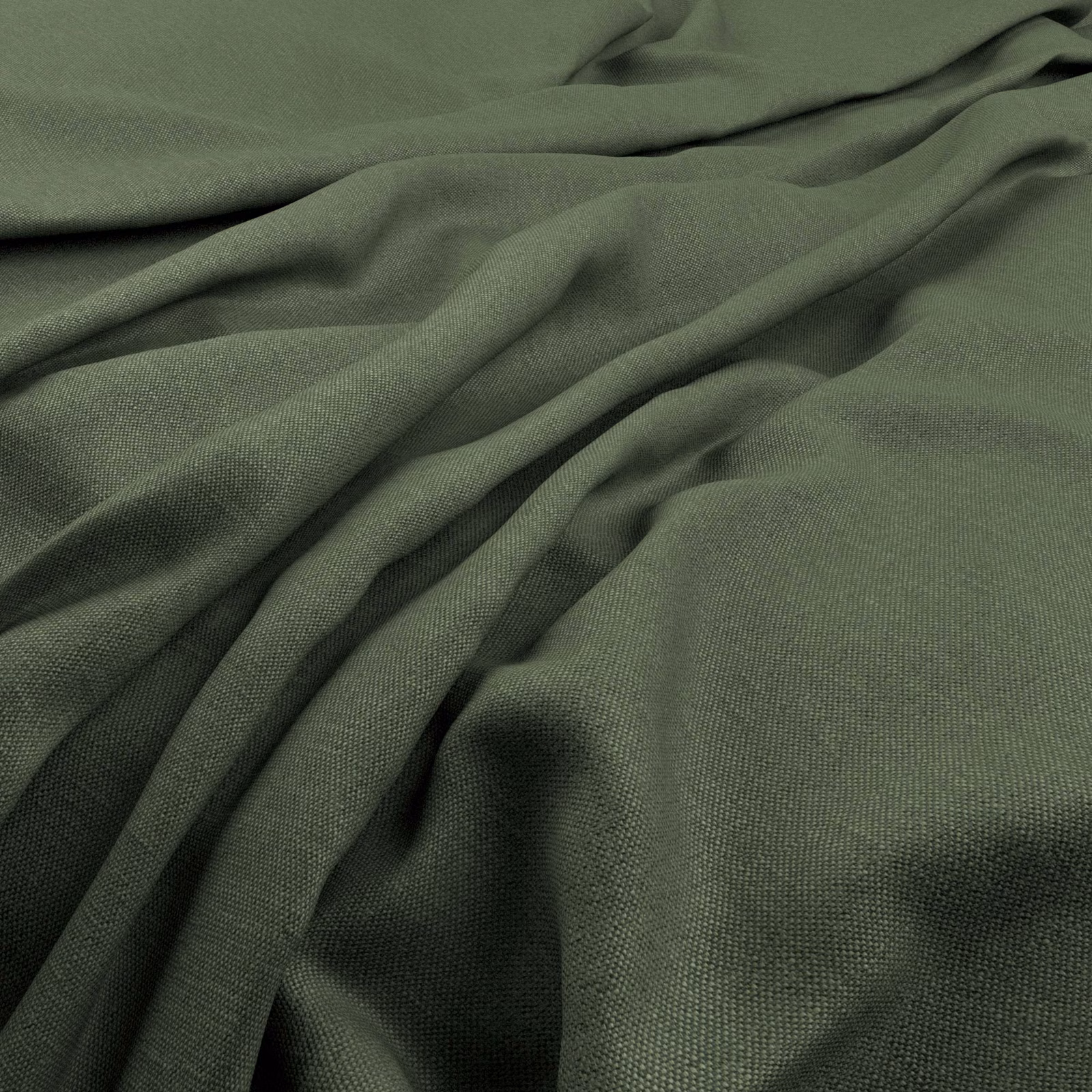 Muted fern-green fabric showing a fine weave across softly folded cloth