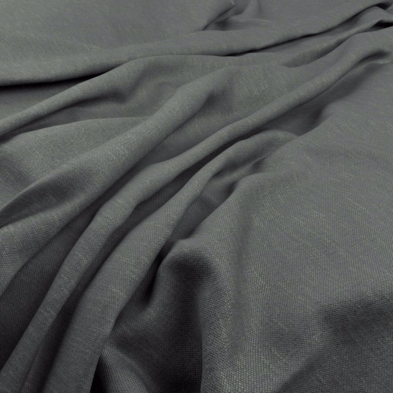 Deep gunmetal-grey fabric draped in folds with a fine woven grain