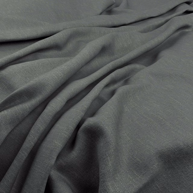 Deep gunmetal-grey fabric draped in folds with a fine woven grain