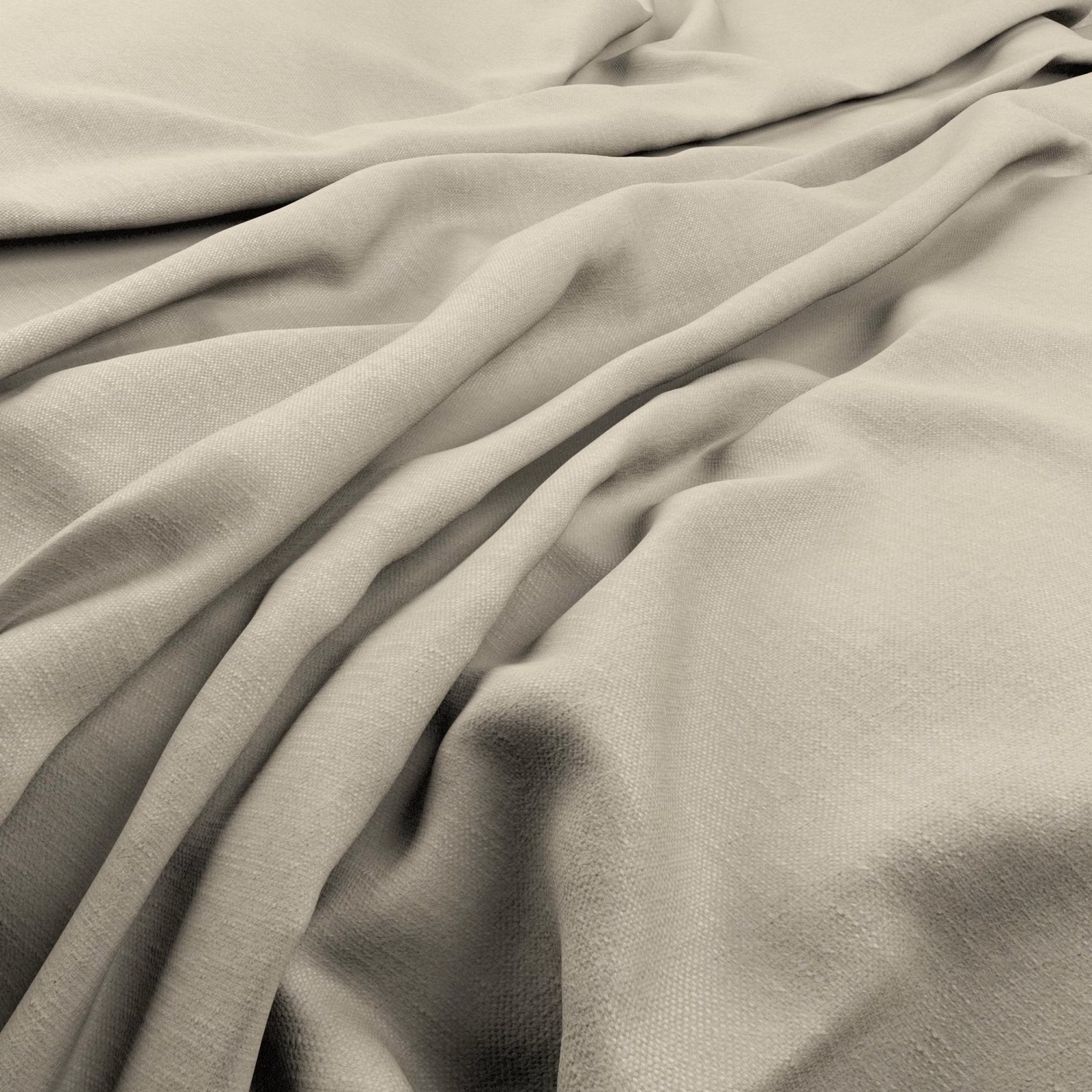 Warm natural beige fabric with a fine weave gathered into soft folds