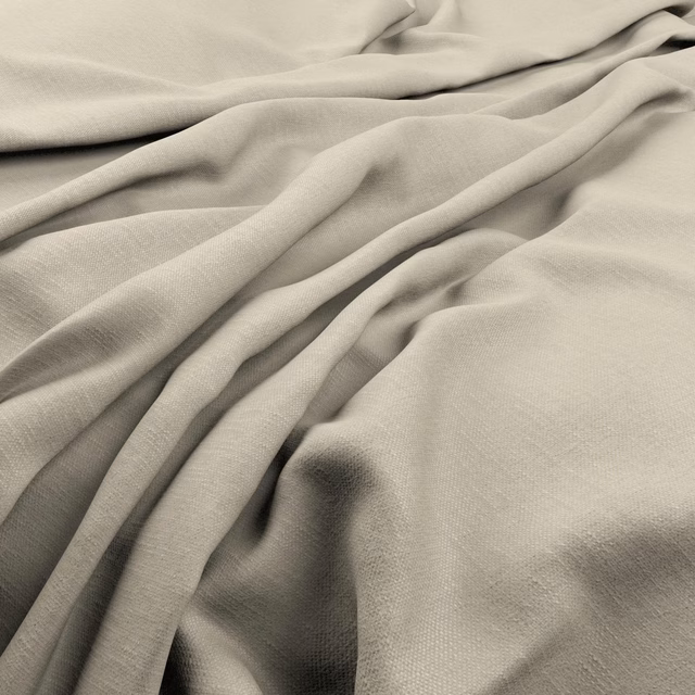Warm natural beige fabric with a fine weave gathered into soft folds