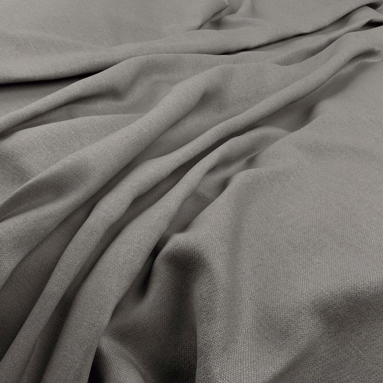 Shadow-grey woven fabric draped in soft folds, showing a fine tactile texture