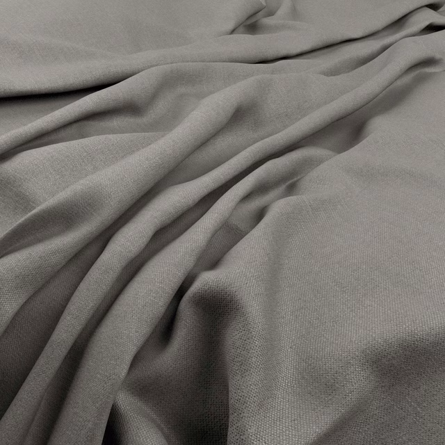 Shadow-grey woven fabric draped in soft folds, showing a fine tactile texture