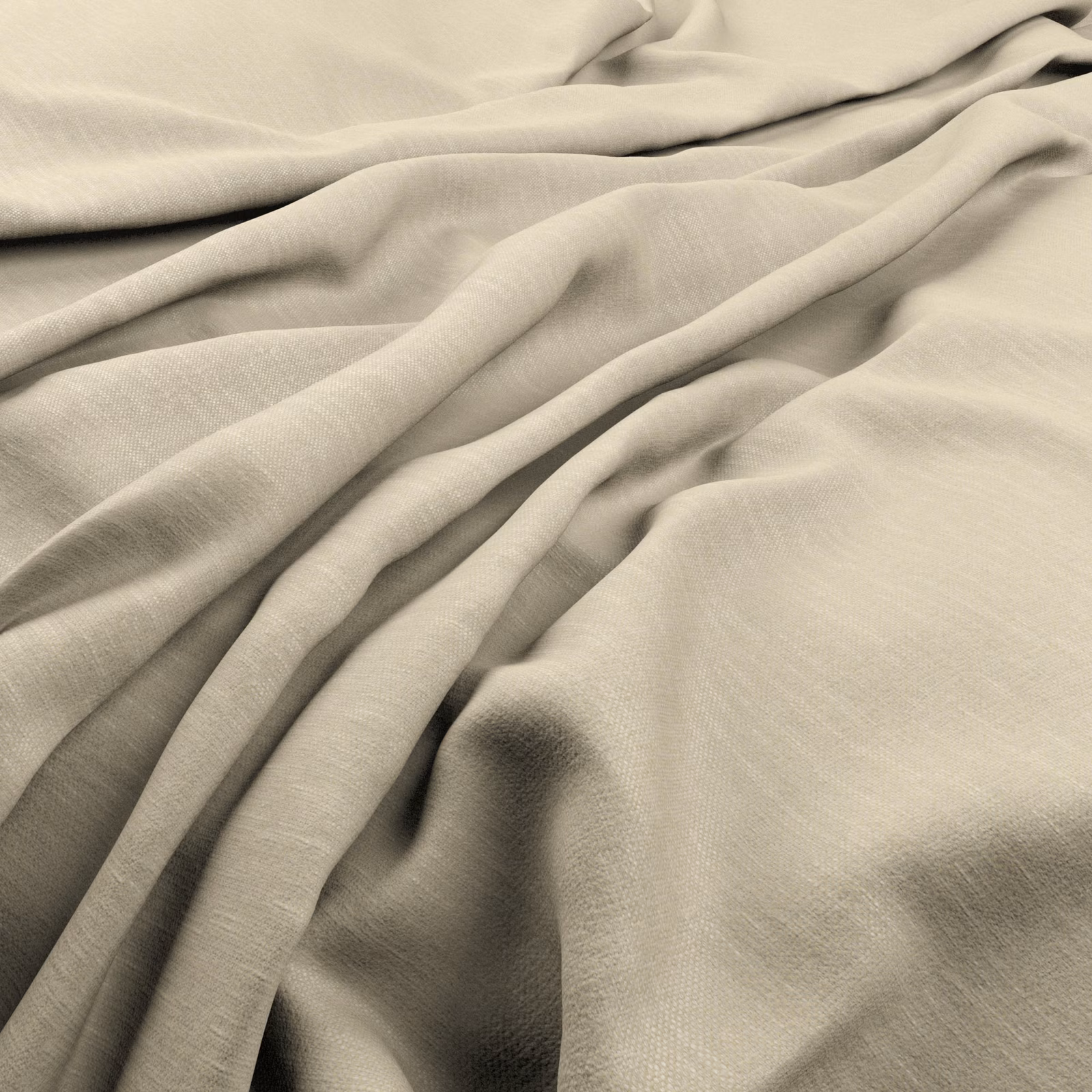 Pale vanilla cream fabric with fine plain weave gathered into soft flowing folds