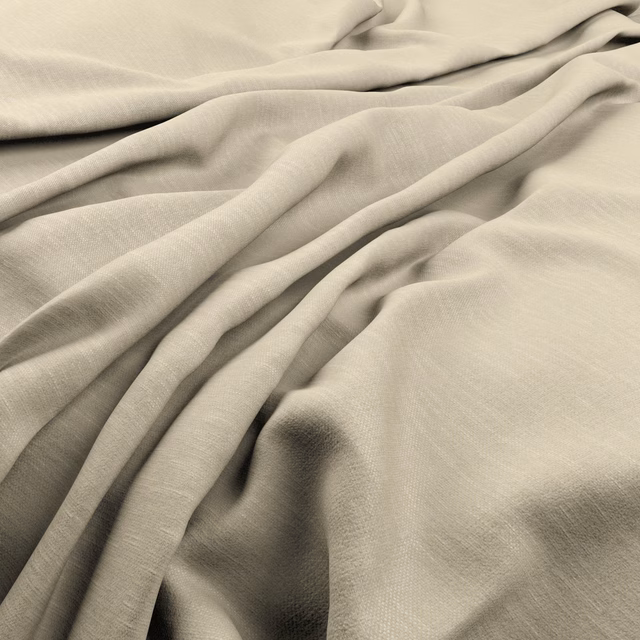 Pale vanilla cream fabric with fine plain weave gathered into soft flowing folds
