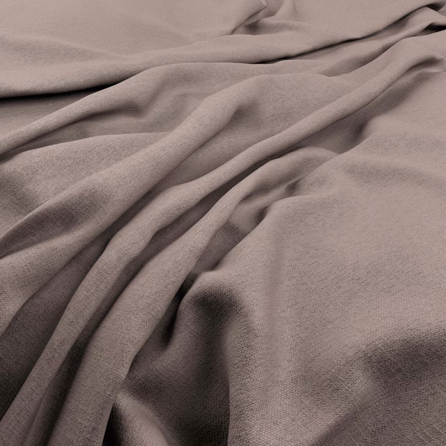 Muted mauve-taupe woven fabric arranged in softly gathered, fluid folds