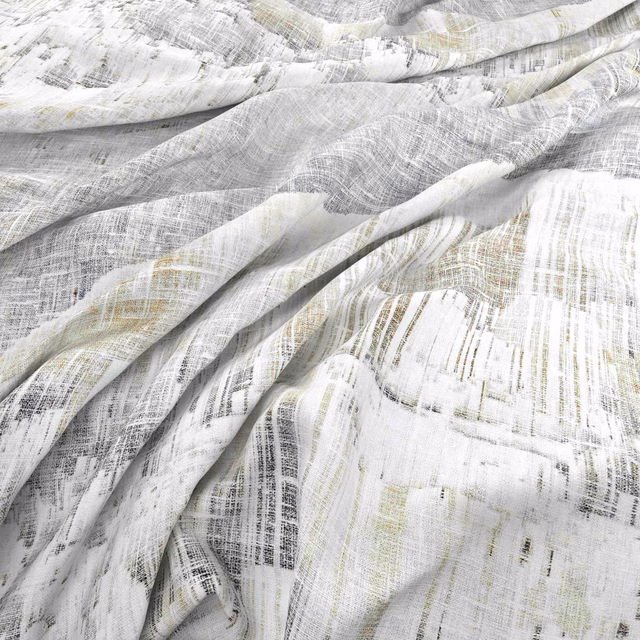 Chalk-white and silver-grey abstract crosshatching with soft olive accents in draped folds