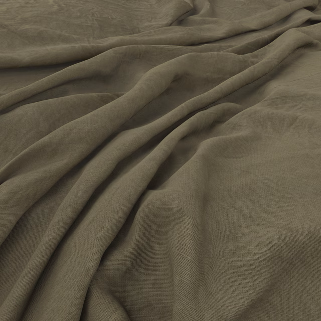 Muted bayleaf olive textile with fine woven surface gathered into soft folds