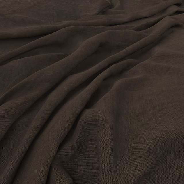 Deep bitter-brown fabric with fine weave and softly gathered fluid folds