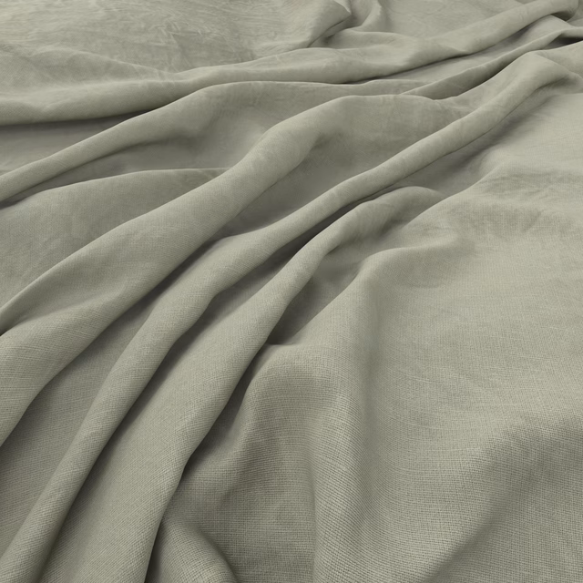 Pale celadon-sage fabric with fine plain weave falling in soft, fluid folds