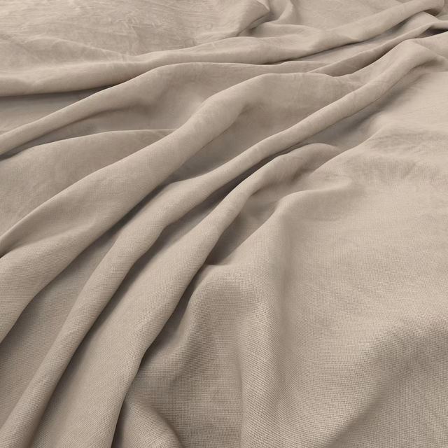 Pale ecru fine-weave cloth shown in softly gathered, fluid folds
