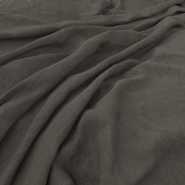 Dark charcoal-grey woven cloth in soft, fluid folds with a fine weave