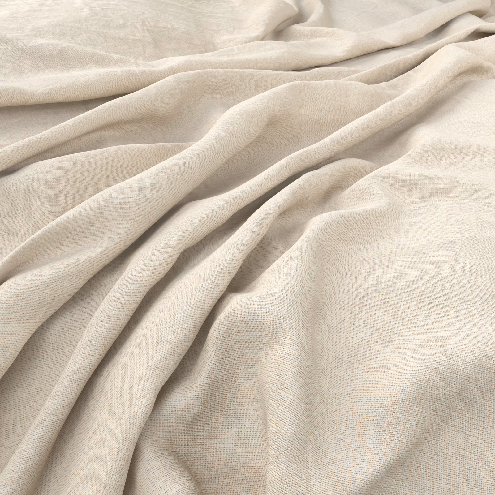 Warm milk-ivory cloth with a fine weave gathered into soft flowing folds