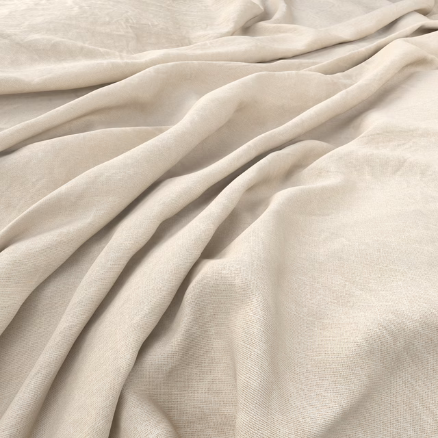 Warm milk-ivory cloth with a fine weave gathered into soft flowing folds