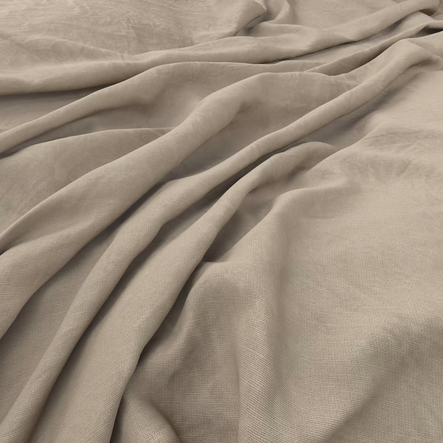 Warm natural beige textile with fine weave and softly gathered folds