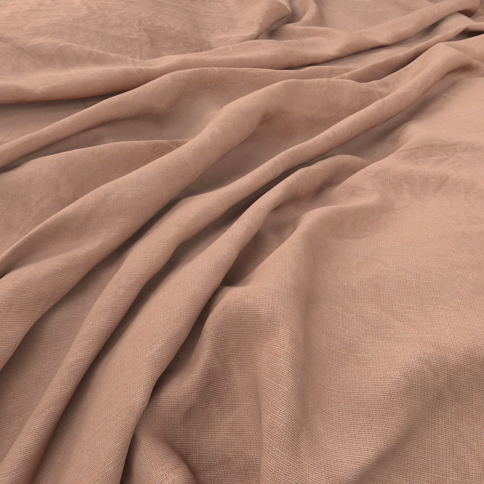 Dusty blush-pink plain weave fabric falling in soft, fluid folds