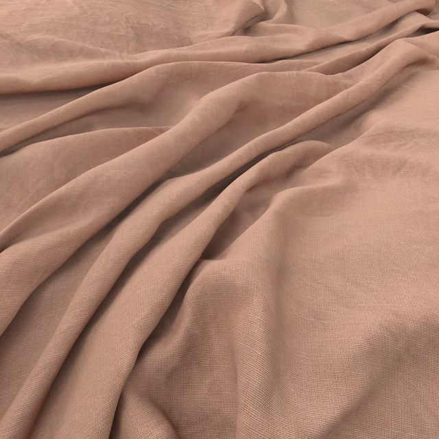 Dusty blush-pink plain weave fabric falling in soft, fluid folds