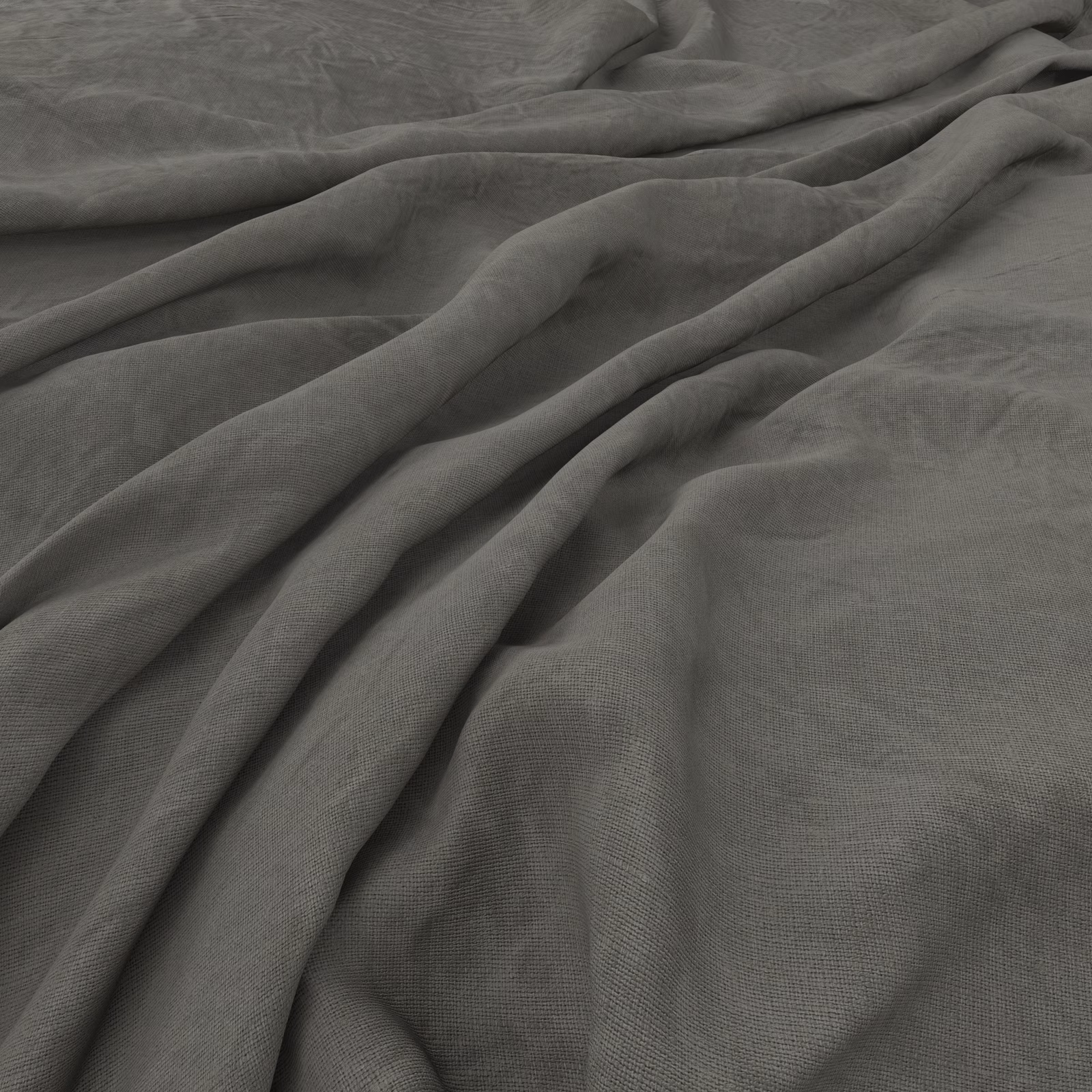 Cool pewter-grey woven cloth gathered into soft, fluid folds