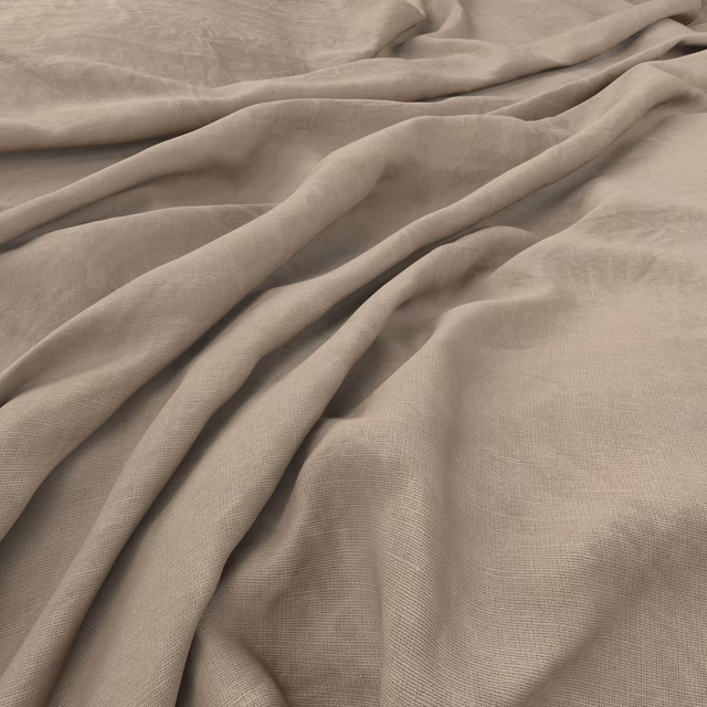 Pale porcelain greige fabric with fine plain weave falling in soft, fluid folds