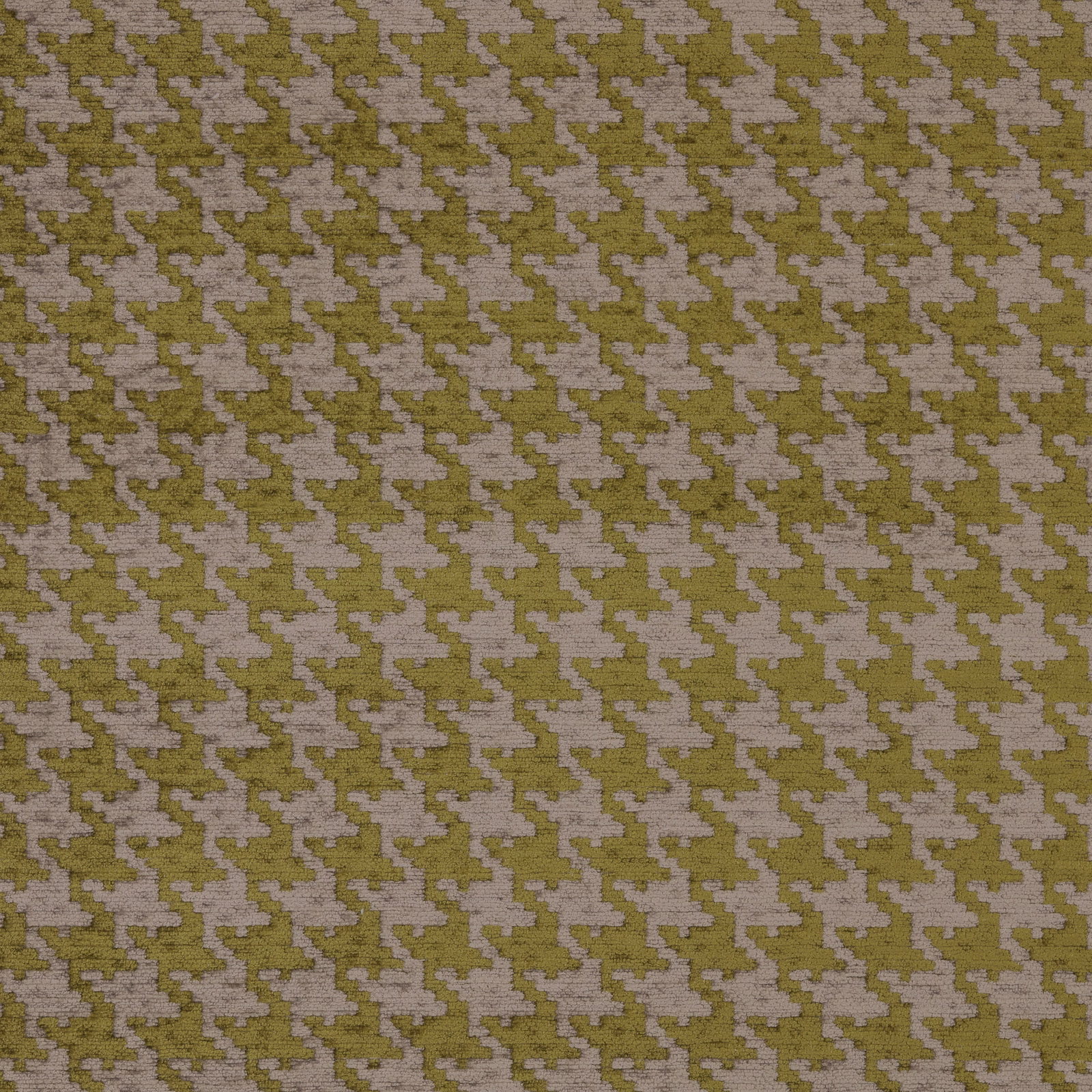 Citron and ivory houndstooth upholstery fabric with a small woven texture