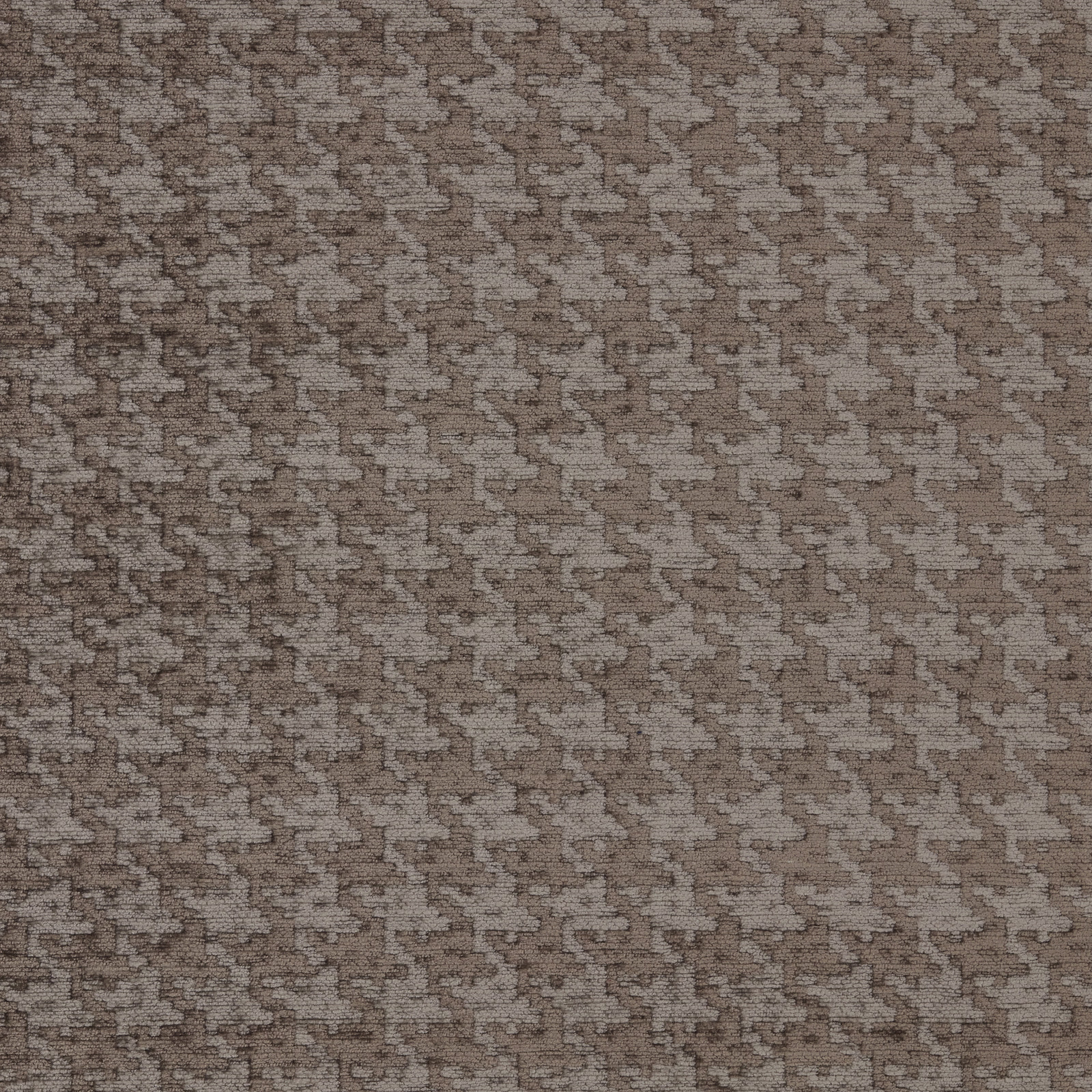 Close-up of Lazio Ecru woven geometric upholstery fabric in warm beige and taupe