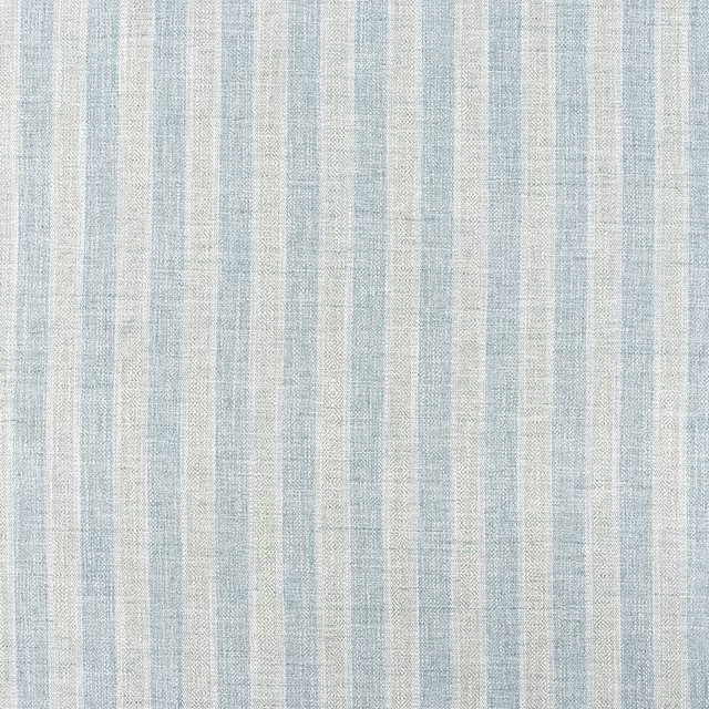 Pale sea-glass aqua and ivory vertical stripe woven fabric with fine texture
