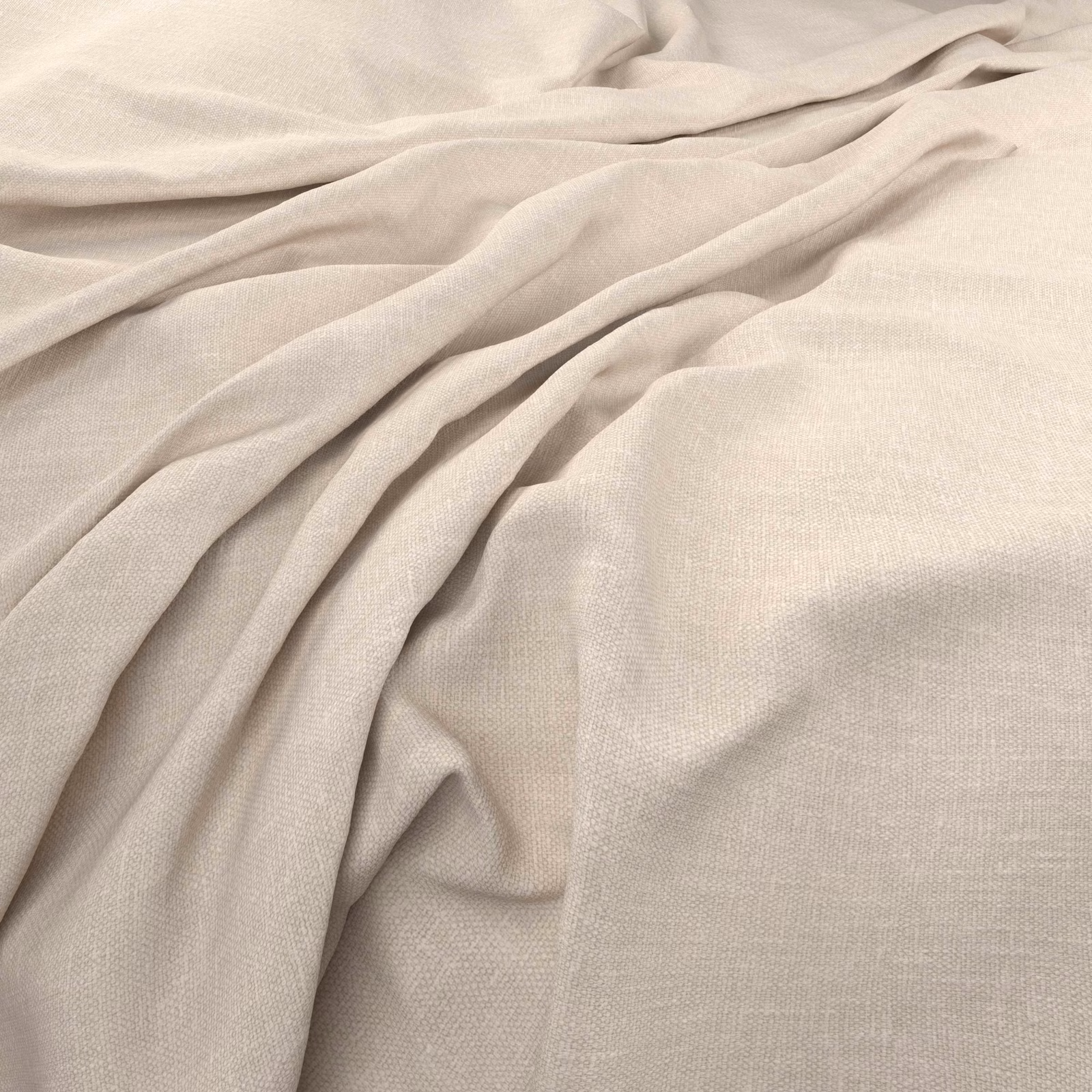 Warm alabaster plain weave draped in soft folds, showing a fine surface texture