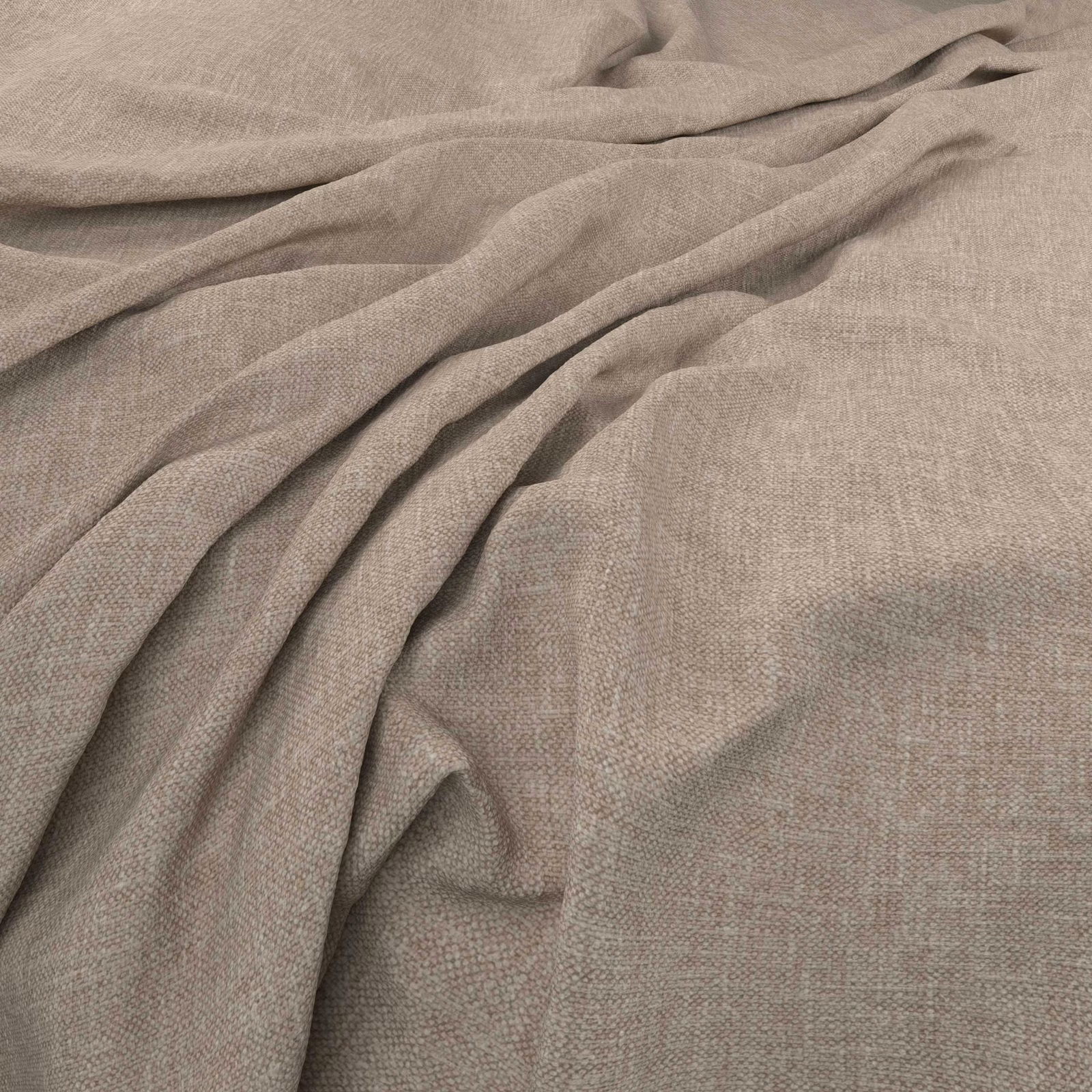 Warm taupe-beige woven cloth with fine texture, gathered into soft folds