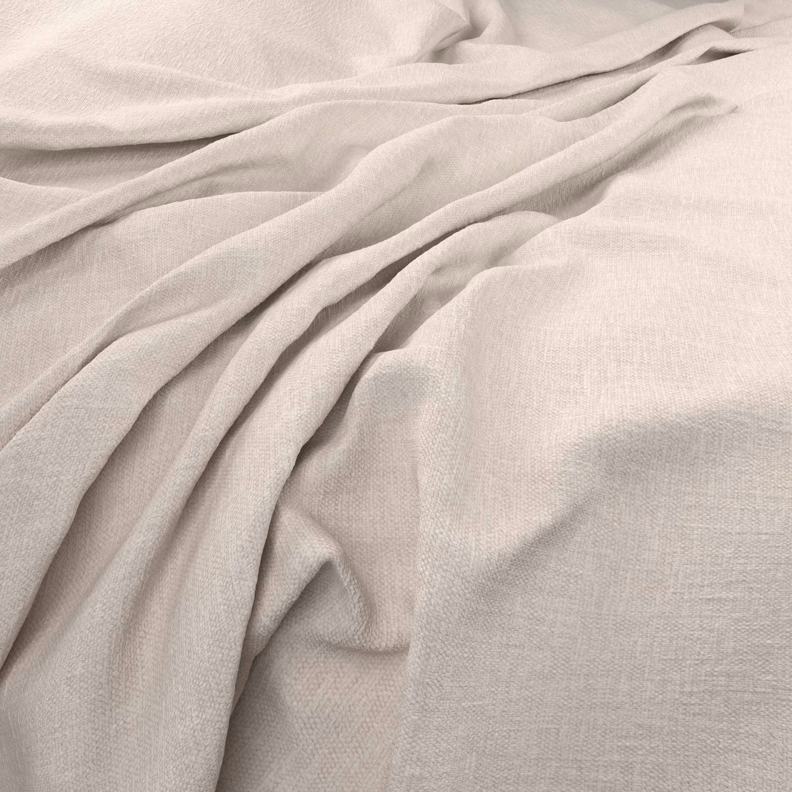 Warm bone plain-weave fabric falling in soft, fluid folds