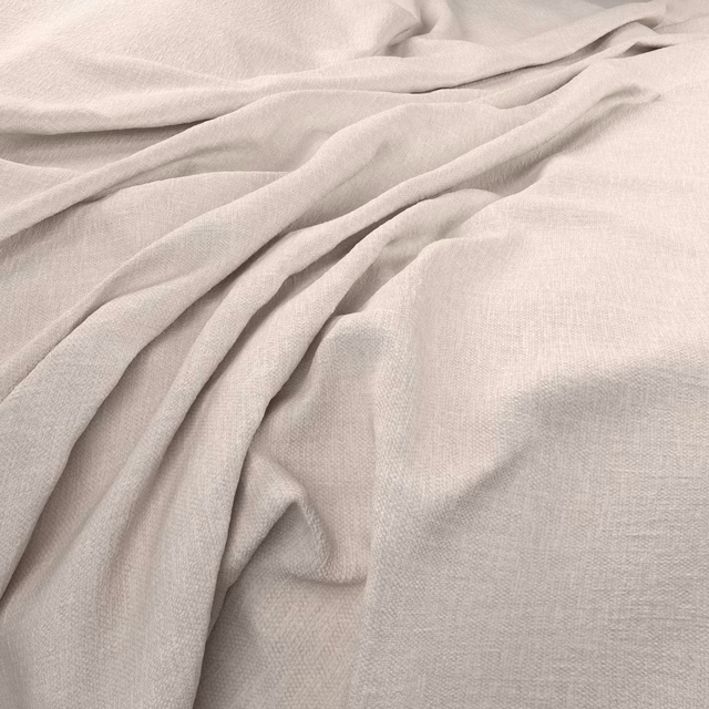 Warm bone plain-weave fabric falling in soft, fluid folds