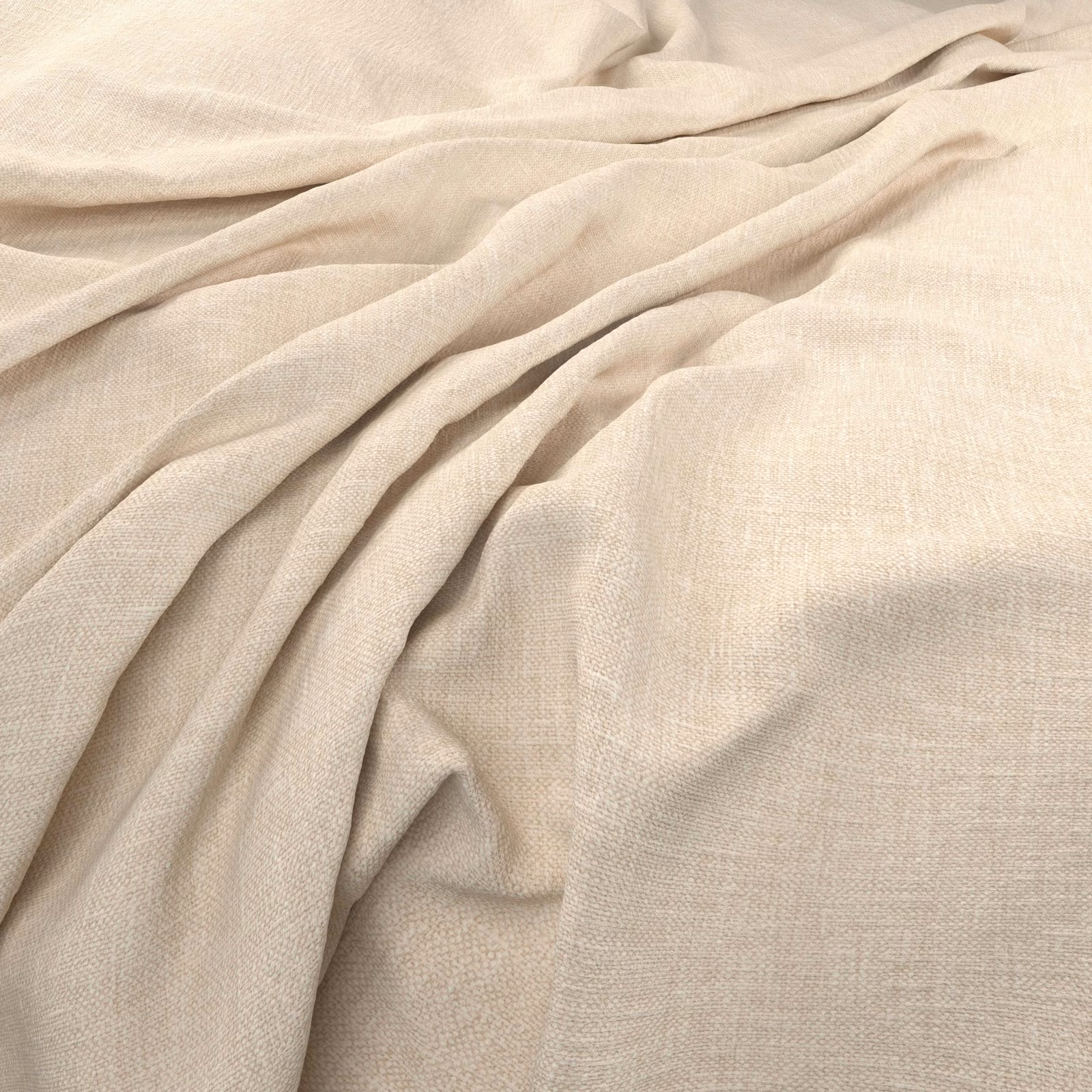 Pale warm-cream plain-weave textile gathered into soft, fluid folds