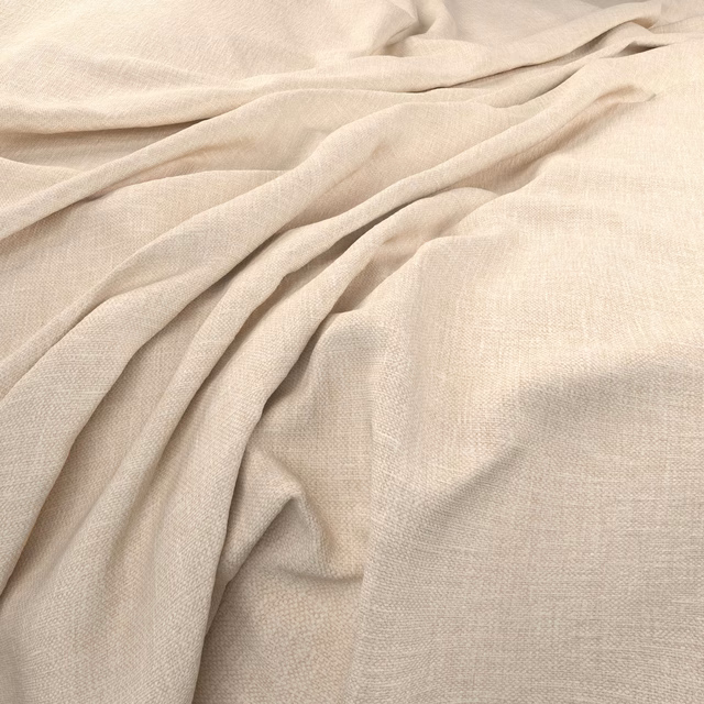 Pale warm-cream plain-weave textile gathered into soft, fluid folds