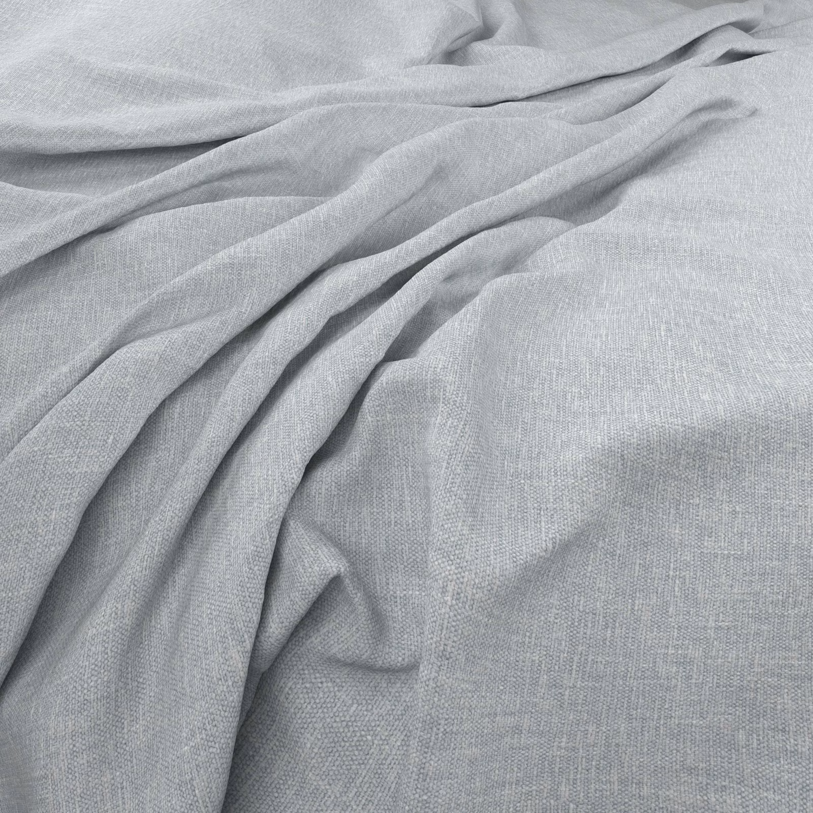 Pale duckegg blue-grey fabric with fine plain weave and softly gathered folds