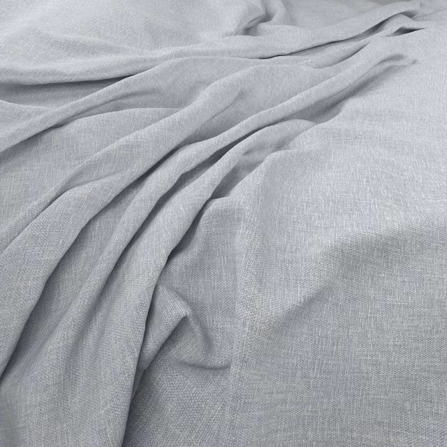 Pale duckegg blue-grey fabric with fine plain weave and softly gathered folds