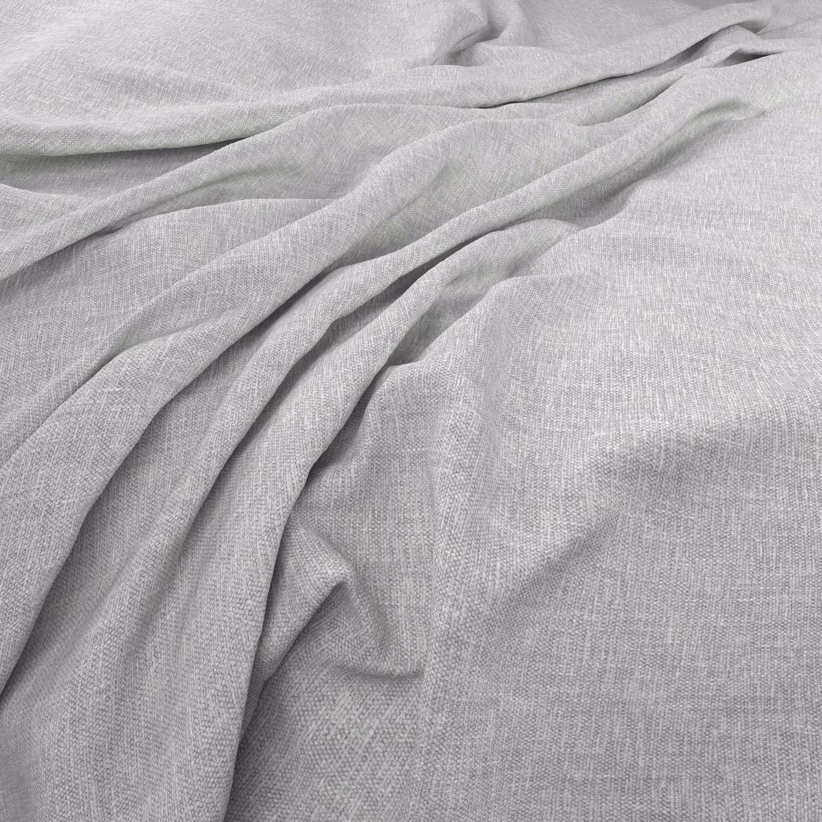 Pale glacier-grey woven fabric gathered into soft, fluid folds