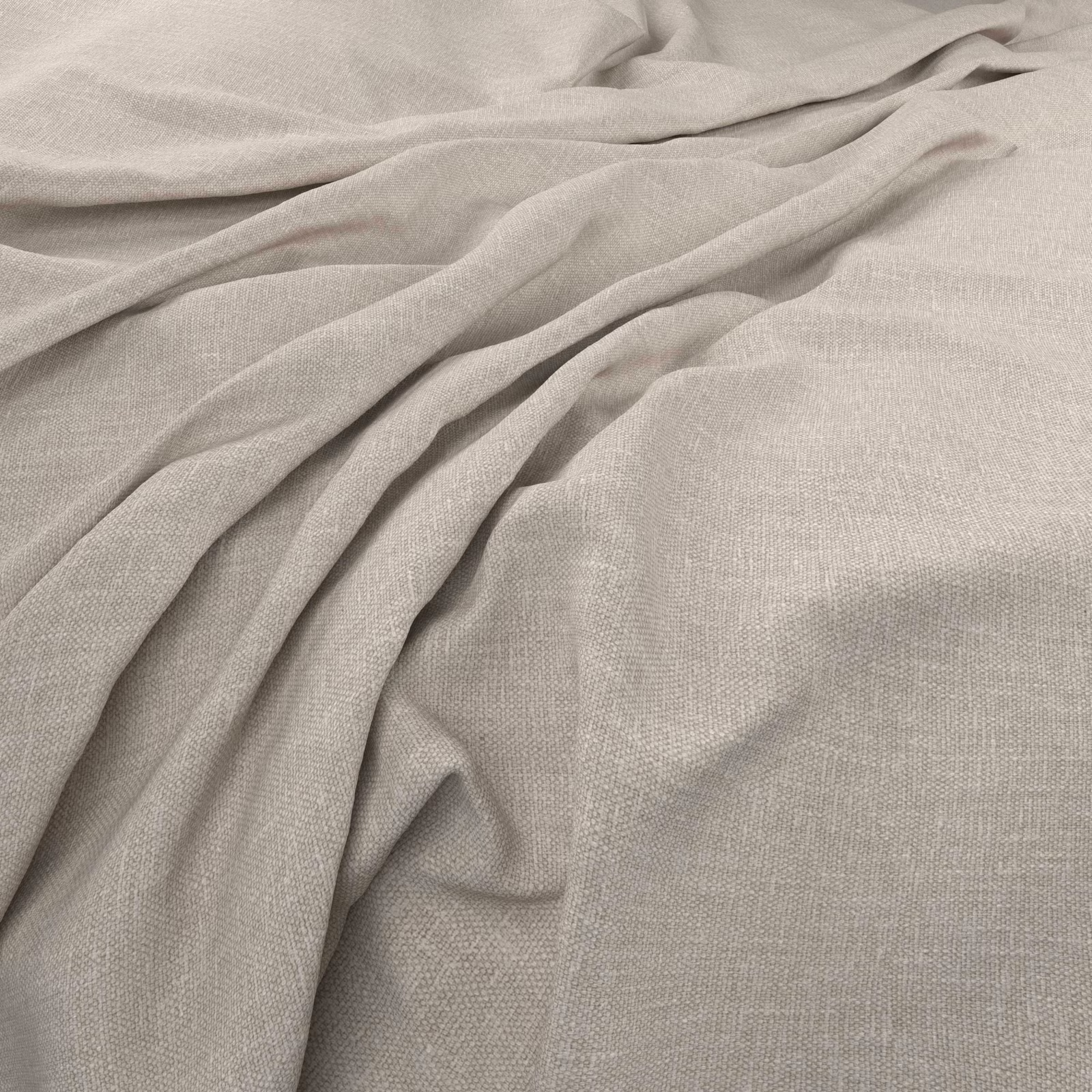 Pale greige Linden fabric with fine weave, fluid folds and taupe shadows