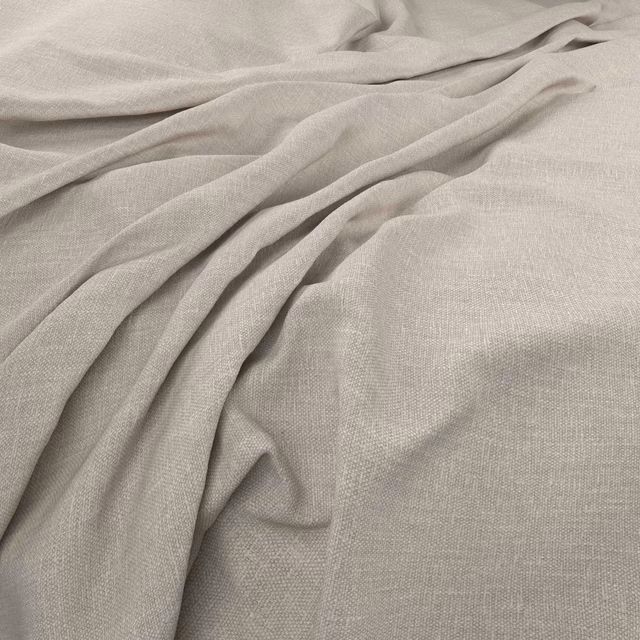 Pale greige Linden fabric with fine weave, fluid folds and taupe shadows