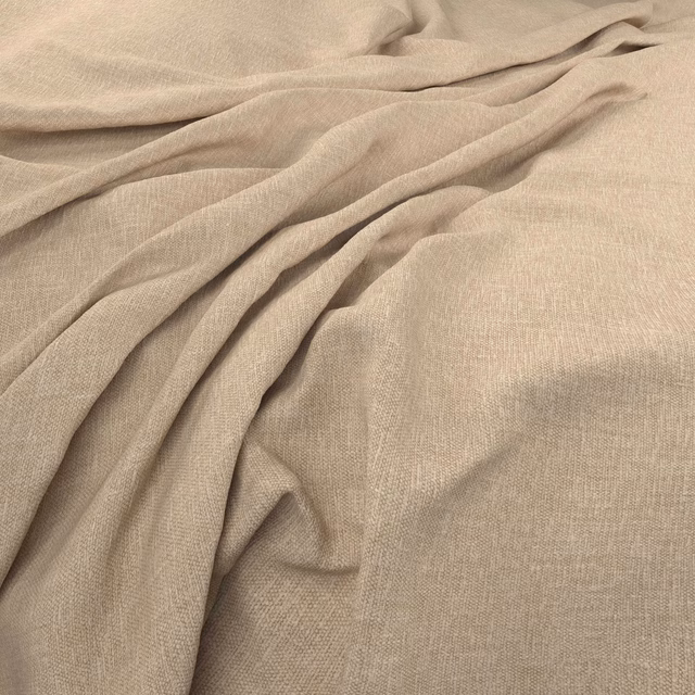 Warm parchment beige fine weave gathered into soft flowing folds