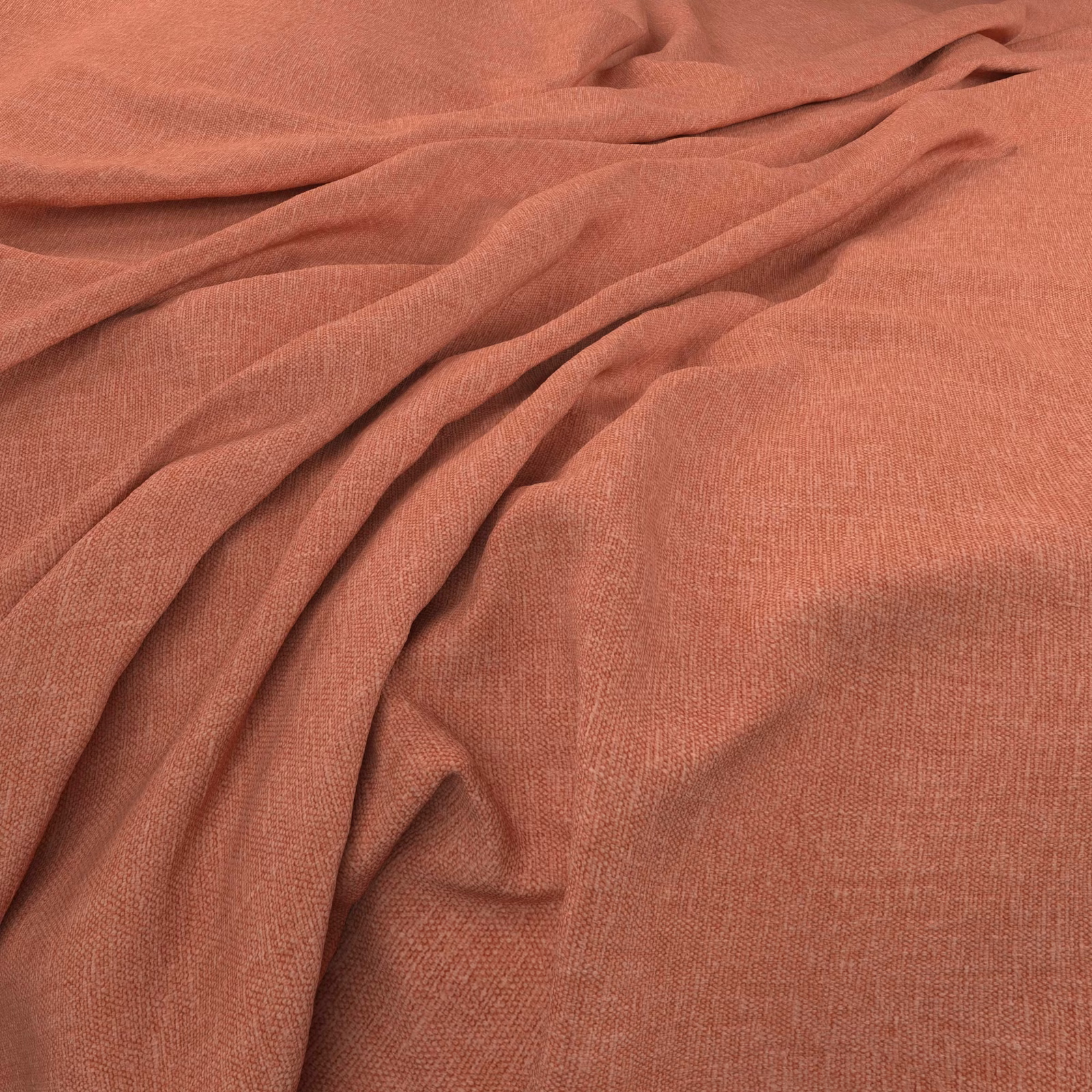 Muted terracotta plain weave with fine texture and soft rumpled folds