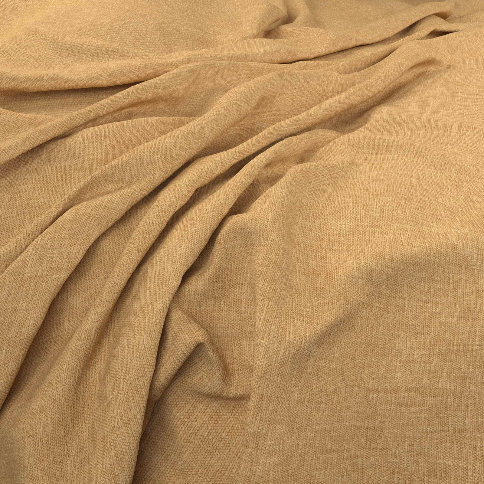 Warm sunflower-gold fine weave gathered into soft, fluid fabric folds