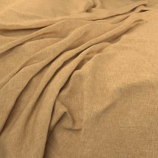 Warm sunflower-gold fine weave gathered into soft, fluid fabric folds