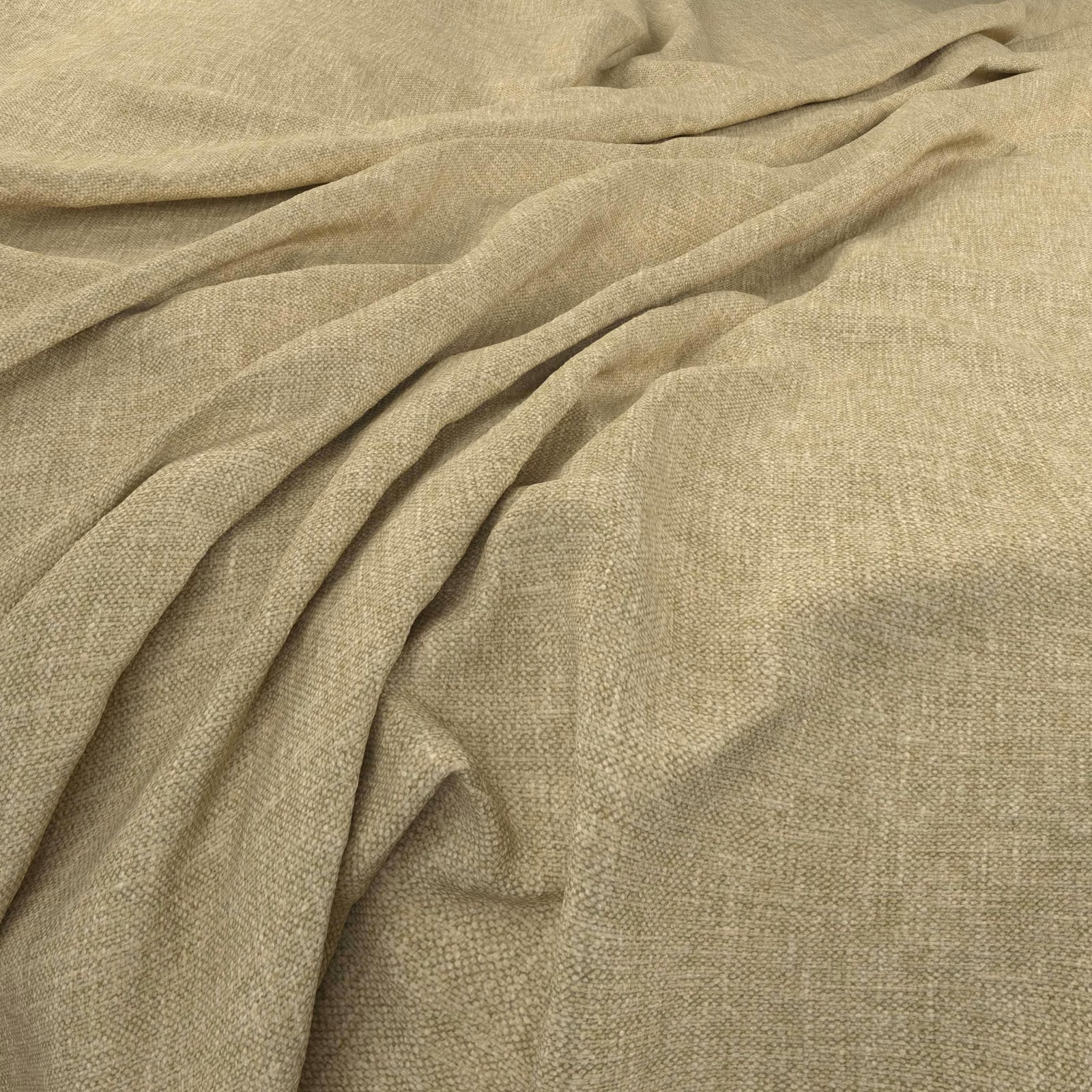 Muted wasabi olive fabric in a fine plain weave, gathered into soft folds