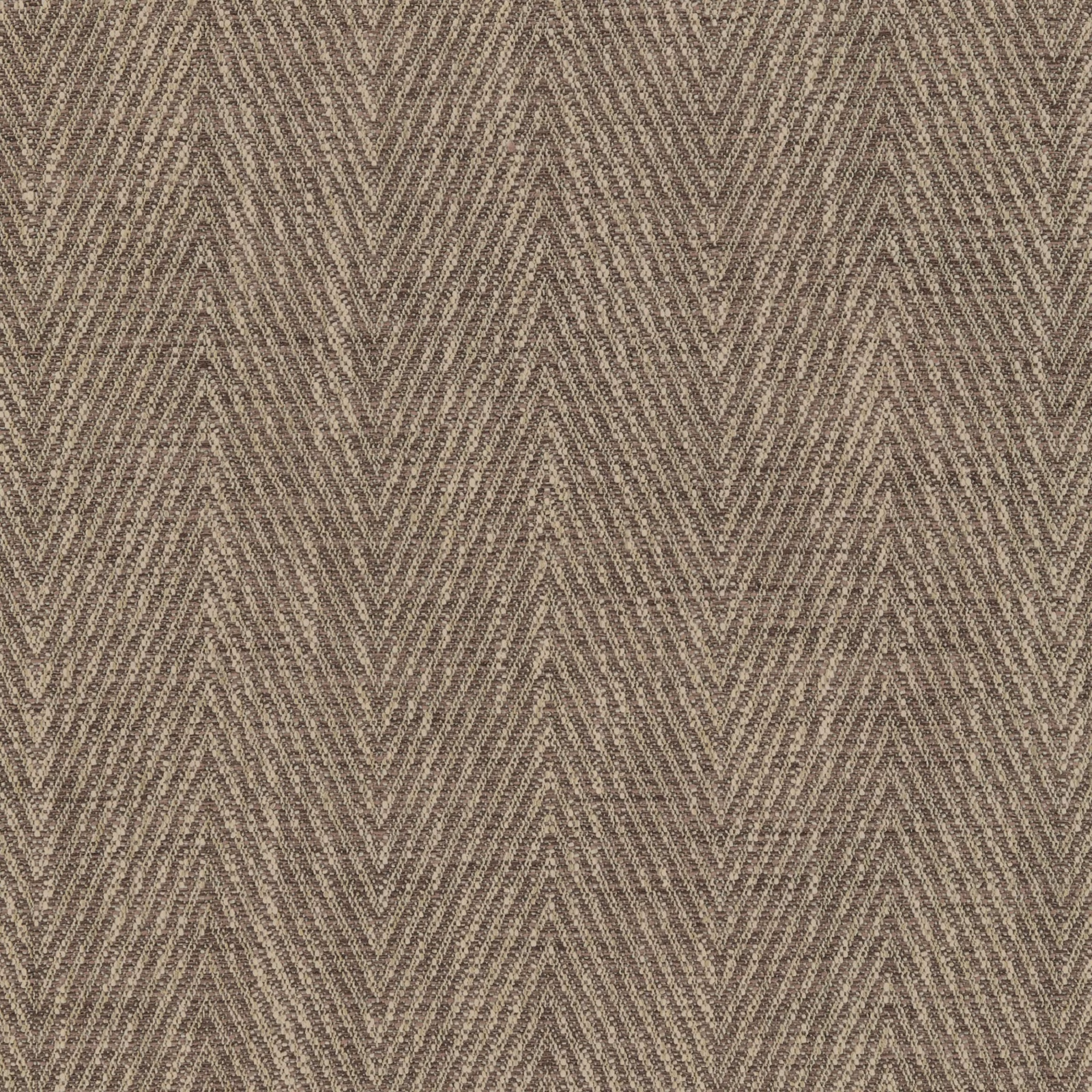 Muted taupe-brown woven fabric with fine, repeating V-shaped chevrons