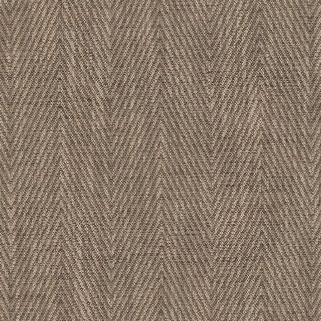 Muted taupe-brown woven fabric with fine, repeating V-shaped chevrons