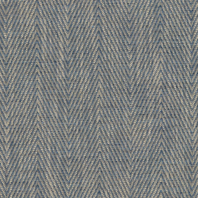 Blue-grey woven fabric with fine repeating chevron lines and taupe flecked texture