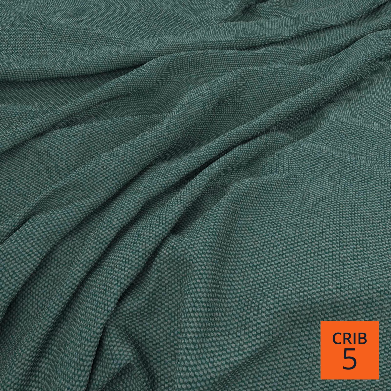Deep muted teal-green fabric with a fine micro-woven texture gathered into soft folds