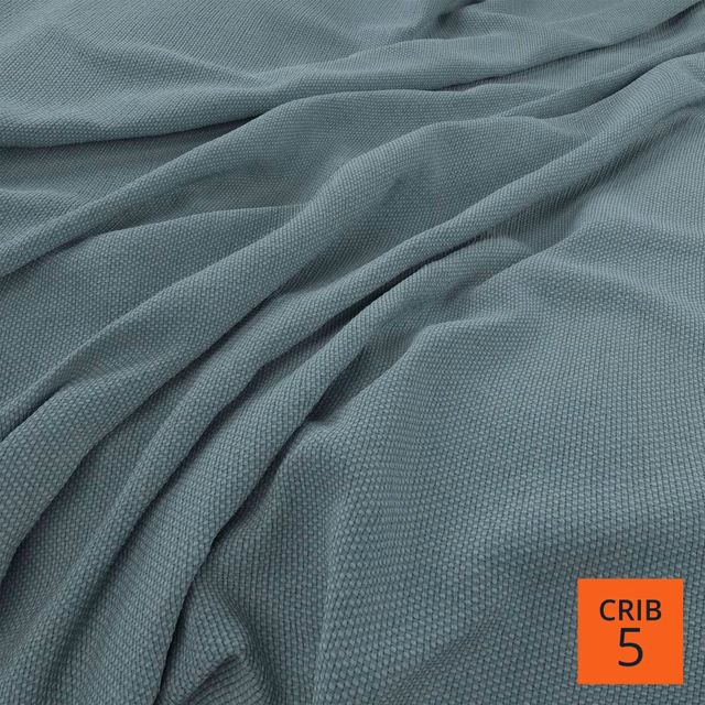 Muted blue-teal woven textile with fine grain and deep folded shadows